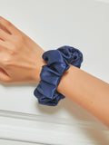 SilkSilky ES 19Momme Seda Pura Scrunchie Azul 001