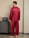 SilkSilky ES Seda Pura Manga larga Mens Pajamas Vino 002