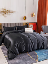 [Negro] SilkSilky-ES 19Momme Seda Pura Bedding Set 006