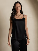 [Negro] SilkSilky-ES Spaghetti Strap Top de tirantes 003