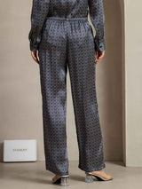 [Ginkgo Azul Marino] SilkSilky-ES 19Momme Seda Womens Pants 002