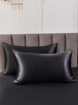 [Negro] SilkSilky-ES 19Momme Seda Pura Pillowcase 001