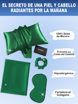 [Verde Oscuro] SilkSilky-ES 19Momme Seda Pura Pillowcase Set 002
