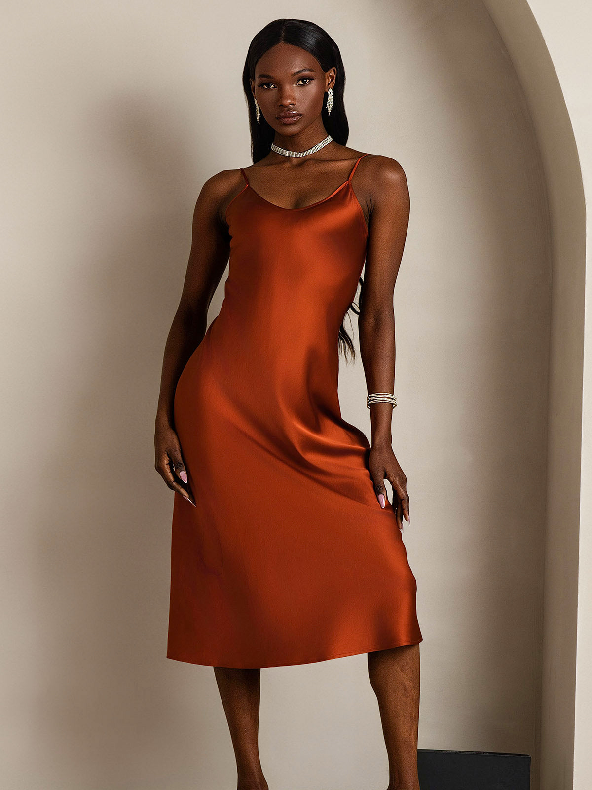 [Caramelo] SilkSilky-ES Seda Pura Dress 004