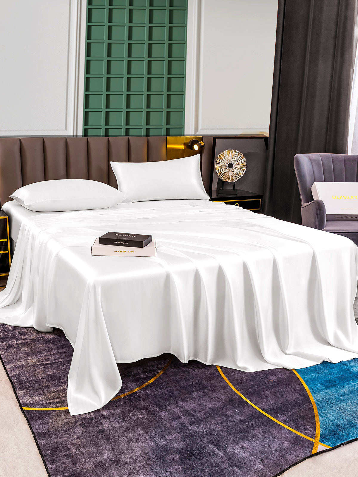 [Blanco] SilkSilky-ES 25Momme Seda Pura Bedding Set 005