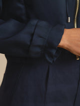 [AzulOscuro] SilkSilky-ES 18Momme Manga larga Cuello Alto Chaqueta de mujer 007