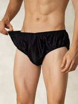 [Negro] SilkSilky-ES Seda Pura Mens Underwear 005