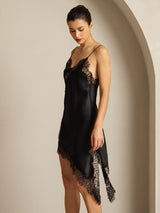 [Negro] SilkSilky-ES Seda Pura Dress 007