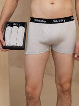 [Gris Claro] SilkSilky-ES 100% Silk Jersey Ropa interior de hombres 001