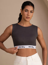 [Gris] SilkSilky-ES Sleeveless Crew Neck Top de tirantes 004