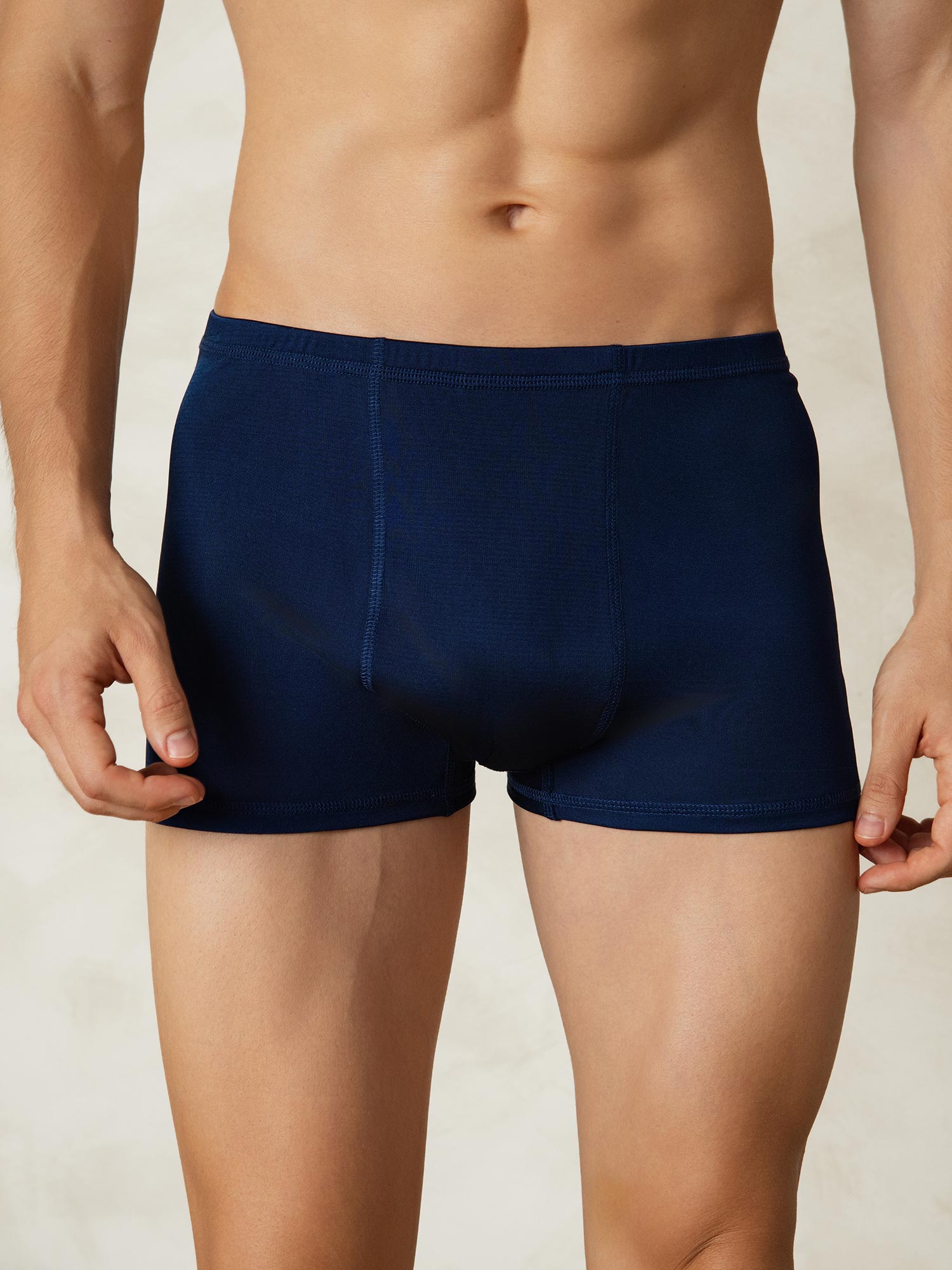 [Azul Oscuro] SilkSilky-ES Tejido de seda Mens Underwear 001