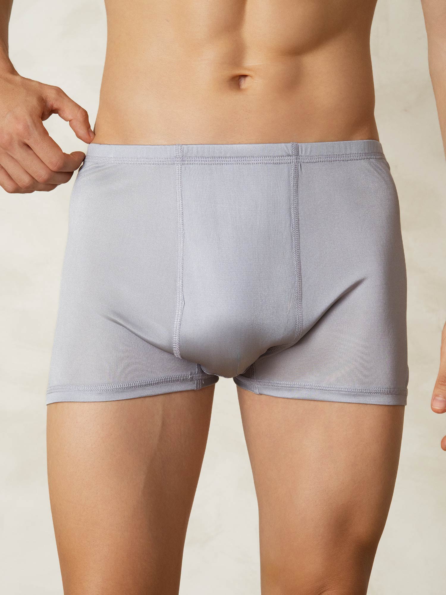 [Gris] SilkSilky-ES Tejido de seda Mens Underwear 001
