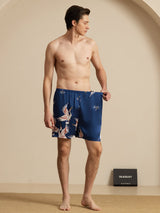 [Azul Oscuro] SilkSilky-ES 19Momme Mens Sleep Bottoms 007