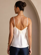 [Blanco] SilkSilky-ES Spaghetti Strap V Neck Top de tirantes 002