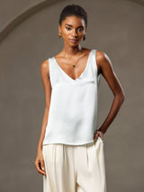 [Azul Claro] SilkSilky-ES Sleeveless V Neck Top de tirantes 001