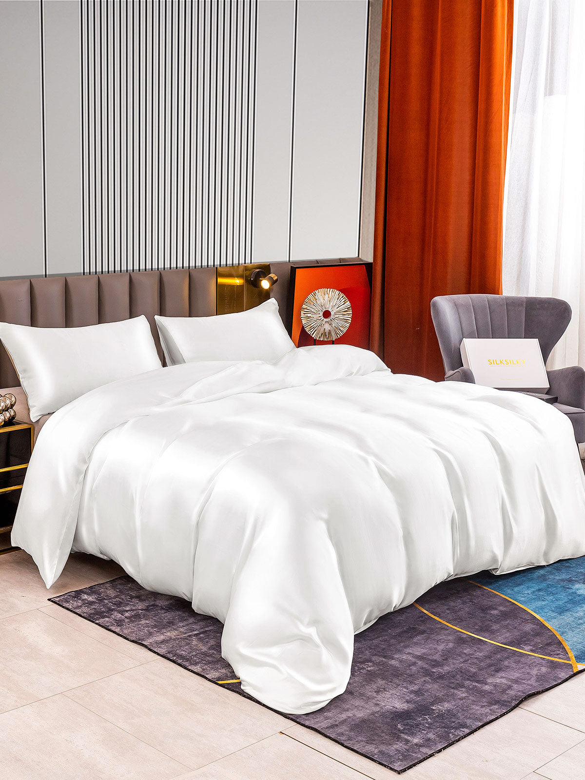 [Blanco] SilkSilky-ES 22Momme Seda Pura Bedding Set 002