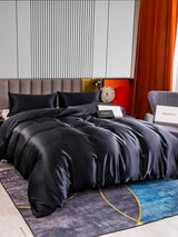 [Negro] SilkSilky-ES 22Momme Seda Pura Bedding Set 003,