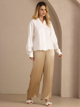 [Blanco] SilkSilky-ES Long Sleeve Blouse 006