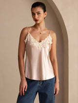 [Rosa] SilkSilky-ES Spaghetti Strap V Neck Top de tirantes 003