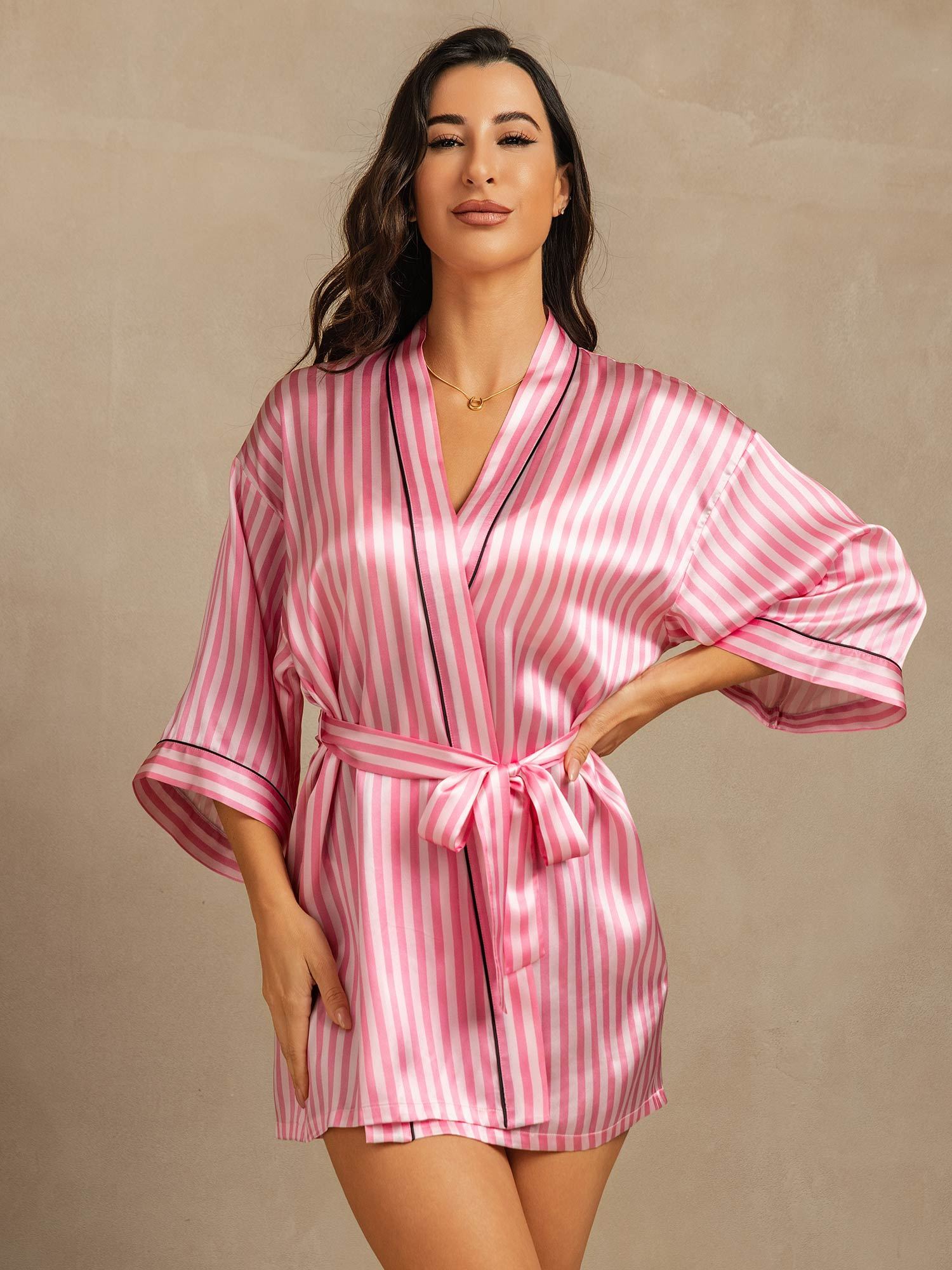 [Rosa] SilkSilky-ES Seda Pura Womens Robe 003