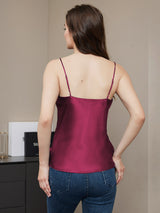 [Fucsia] SilkSilky-ES Spaghetti Strap V Neck Top de tirantes 002