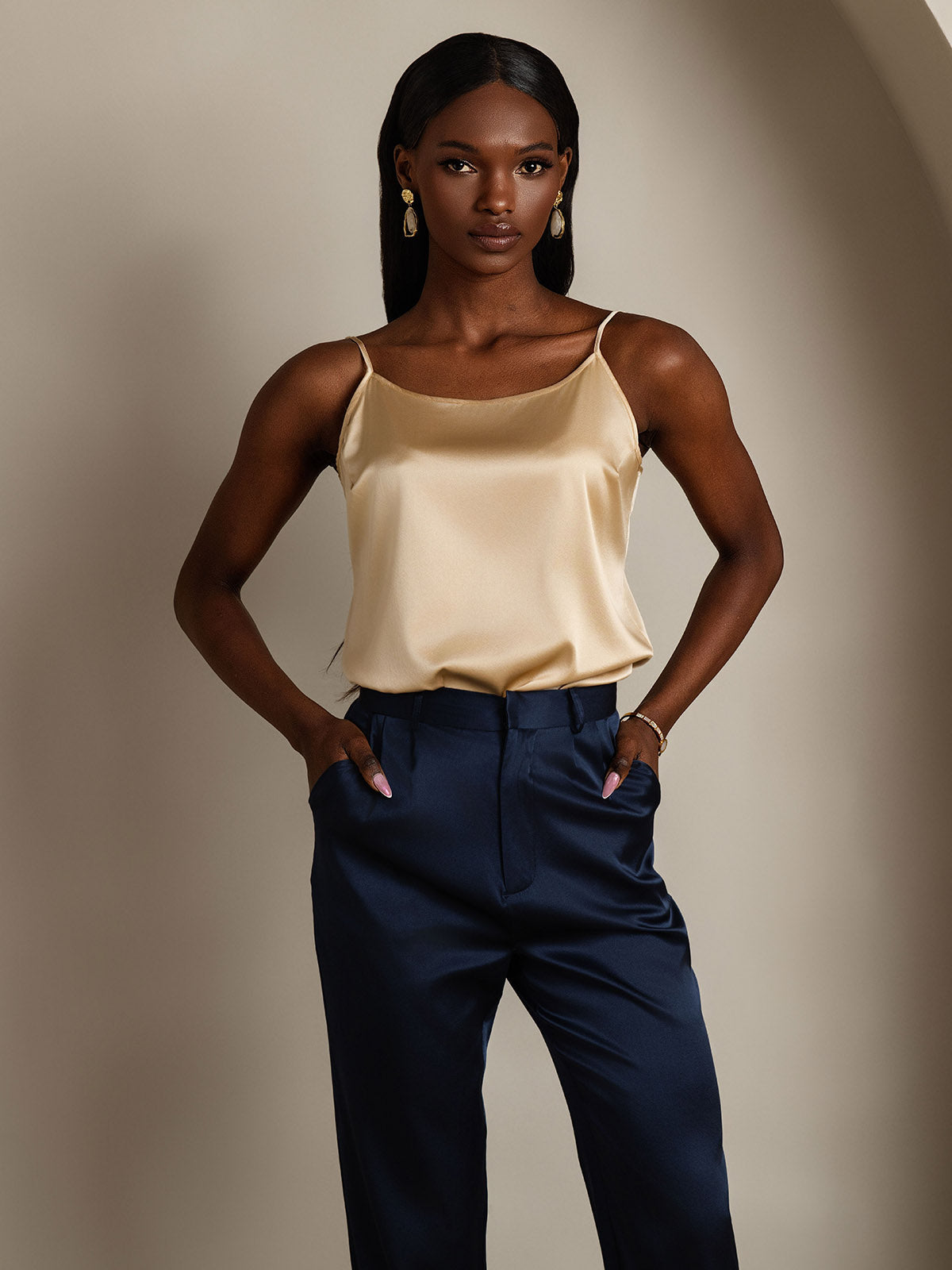 [Champán] SilkSilky-ES 19Momme Seda Camisoles 006
