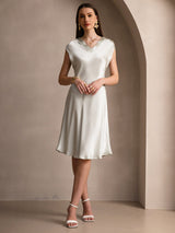[Verde Claro] SilkSilky-ES Cap Sleeve V Neck Camisón 005