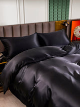 [Negro] SilkSilky-ES 25Momme Seda Pura Bedding Set 004