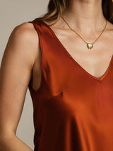 [Caramelo] SilkSilky-ES Sleeveless V Neck Top de tirantes 005