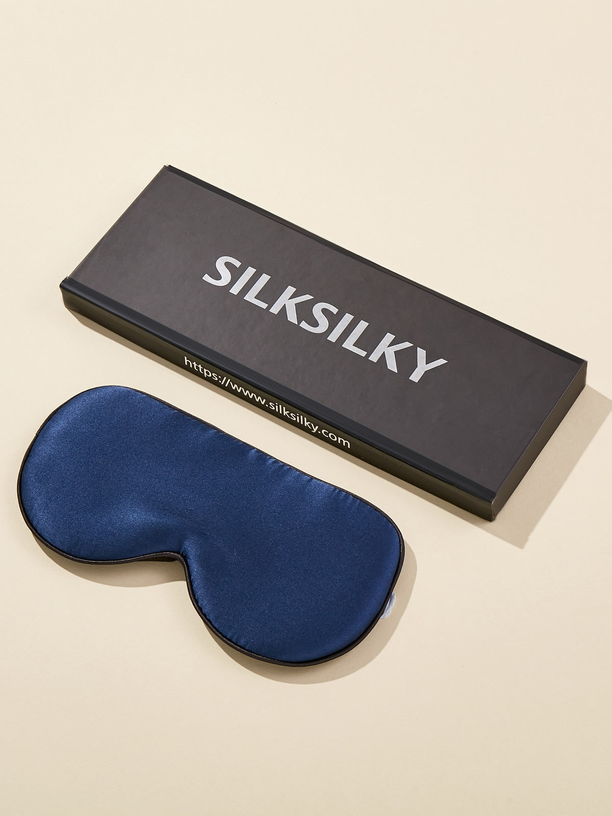 SilkSilky ES 19Momme Seda Pura Eye Mask AzulOscuro 002