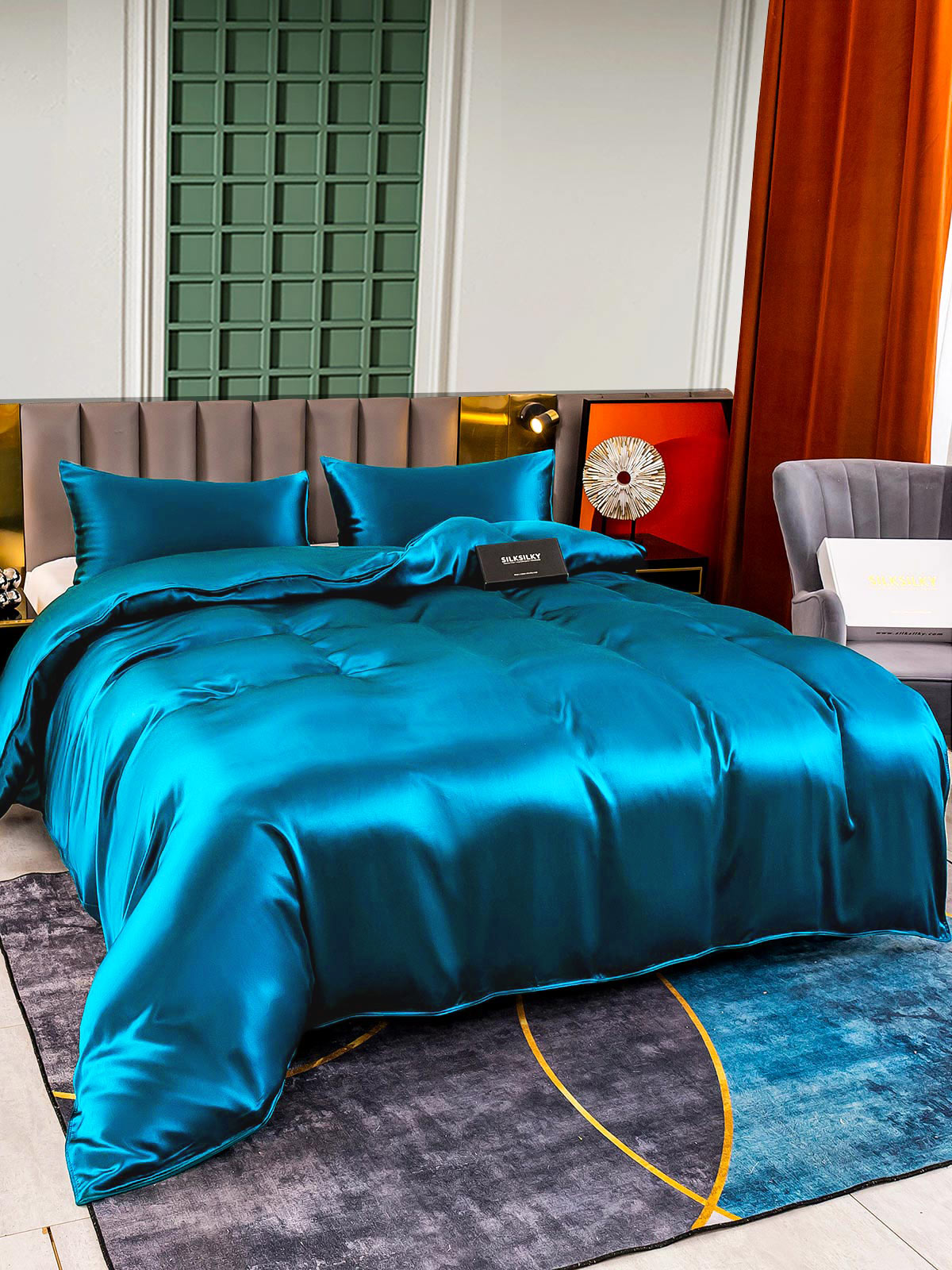 [Azul Real] SilkSilky-ES 25Momme Seda Pura Bedding Set 004