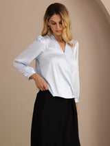 [Azul Claro] SilkSilky-ES Long Sleeve Blouse 003