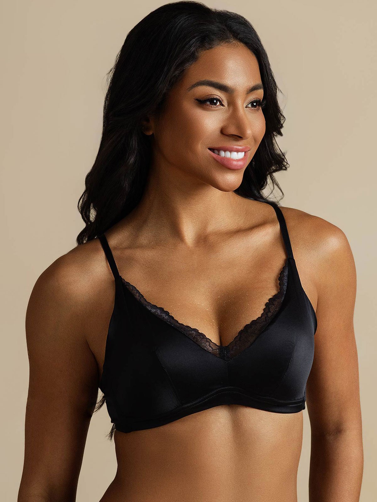 [Negro] SilkSilky-ES Seda Pura Bra 001