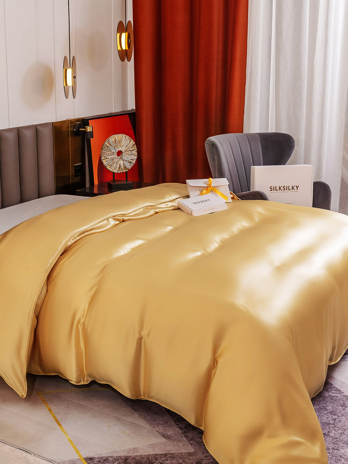 [Champán] SilkSilky-ES 19Momme Seda Pura Duvet Cover 004