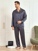 [Cadena Azul Marino] SilkSilky-ES 19Momme Manga larga Pijamas de hombre 006