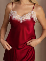 [Vino] SilkSilky-ES Spaghetti Strap V Neck Conjunto de tirantes 006