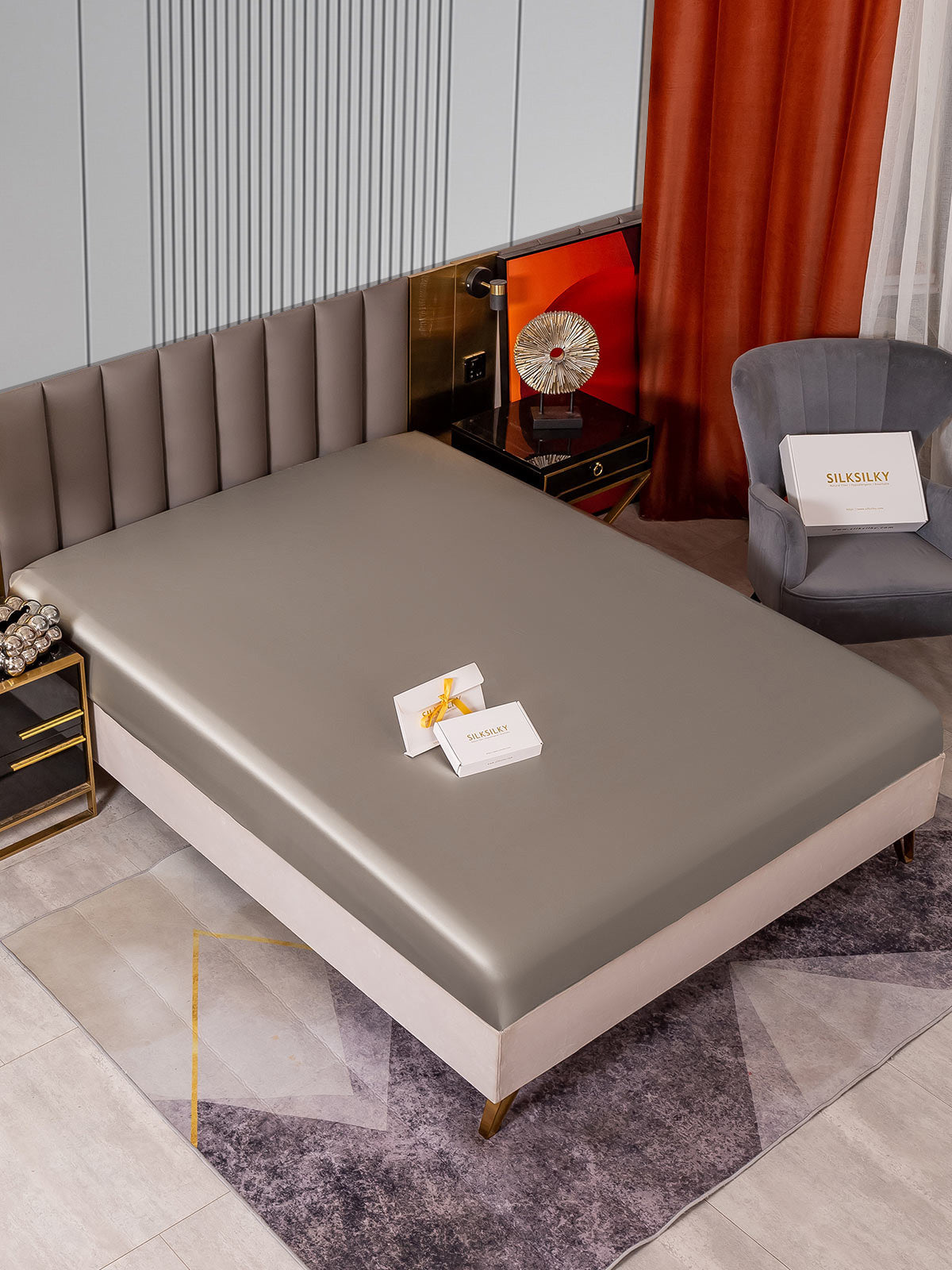 [Gris] SilkSilky-ES 22Momme Seda Pura Sheet 002
