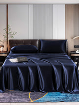 [Azul Oscuro] SilkSilky-ES 22Momme Seda Pura Bedding Set 001,