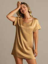[MarrónClaro] SilkSilky-ES 19Momme Seda Nightgown 007