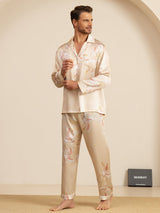 [Champán] SilkSilky-ES Long Sleeve Notch Collar Pijamas de hombre 005