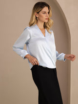 [Azul Claro] SilkSilky-ES Long Sleeve Blouse 004