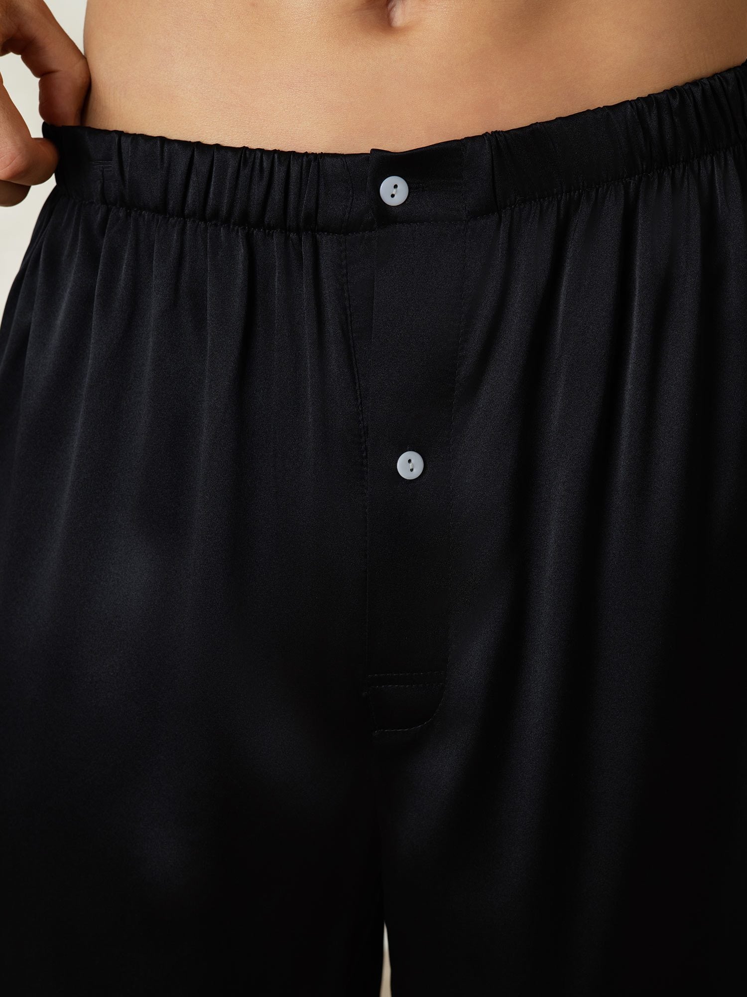 [Negro] SilkSilky-ES Seda Pura Mens Sleep Bottoms 006