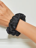 SilkSilky ES 19Momme Seda Pura Scrunchie Negro 001