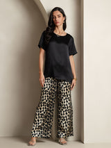 [Multi] SilkSilky-ES Seda Pura Manga corta Round Neck Pijamas de mujer 007