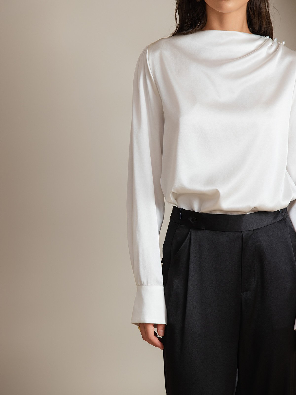 [Blanco] SilkSilky-ES 19Momme Seda Womens Shirt 004