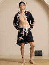 [Negro] SilkSilky-ES 19Momme Long Sleeve Mens Pajamas 004
