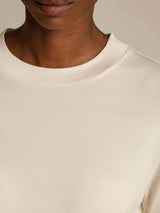 [Beige] SilkSilky-ES Half Sleeve Crew Neck Camisetas de Mujer 004