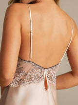 [Rosa] SilkSilky-ES Spaghetti Strap Deep V Neck Camisón 004