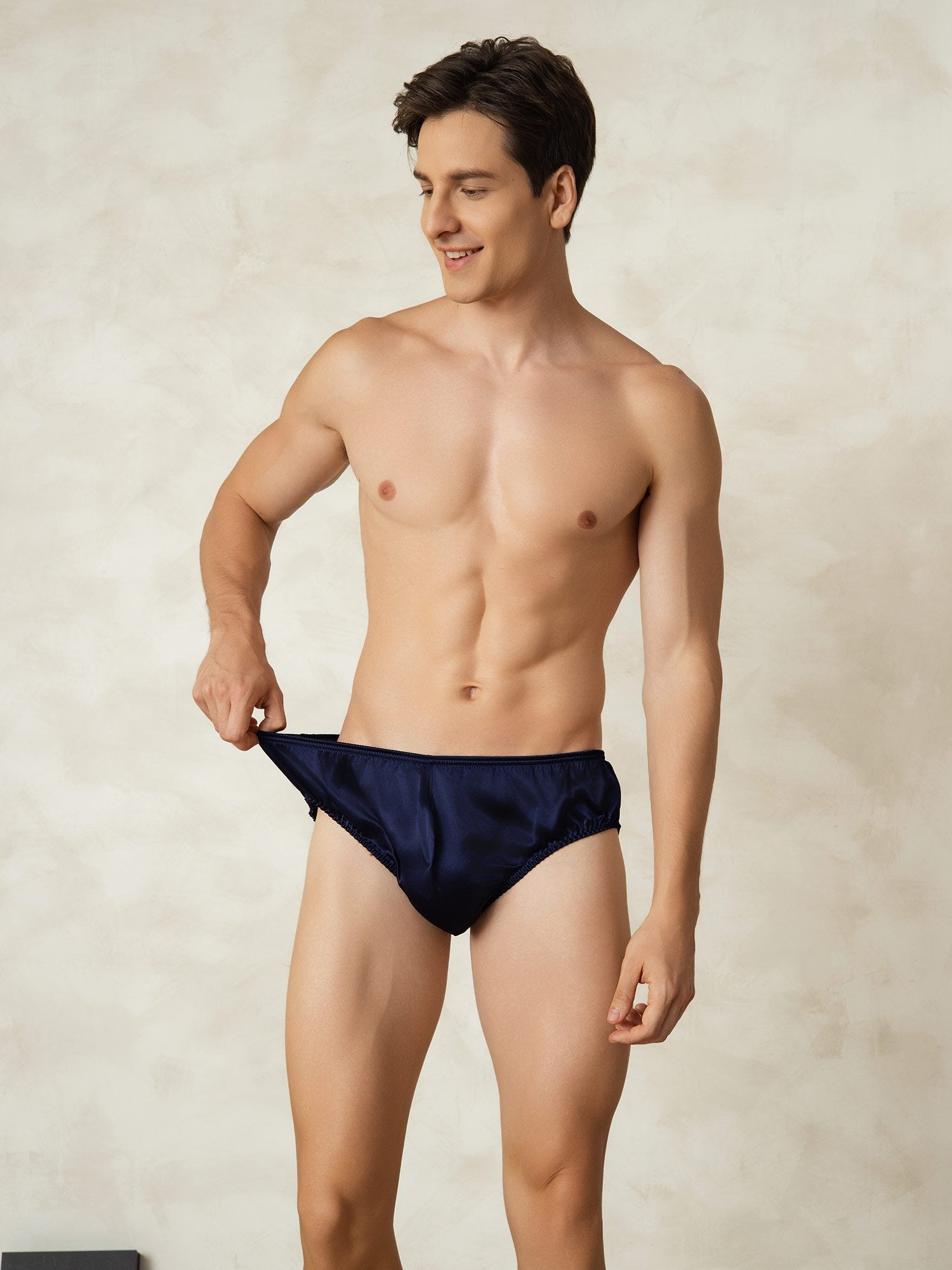[AzulOscuro] SilkSilky-ES Seda Pura Mens Underwear 005