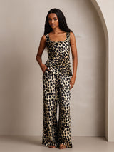 [Leopardo] SilkSilky-ES Seda Pura Cuello Barco Conjunto de tirantes 004,